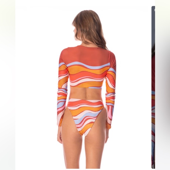 Maaji swimsuit - long sleeve crop top bikini set with high rise bottoms - Picture 5 of 6